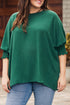 Relaxed Fit V Neck Smocked Wrist Shift Blouse