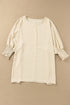 Relaxed Fit V Neck Smocked Wrist Shift Blouse