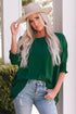 Relaxed Fit V Neck Smocked Wrist Shift Blouse