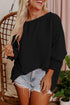 Relaxed Fit V Neck Smocked Wrist Shift Blouse