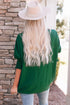 Relaxed Fit V Neck Smocked Wrist Shift Blouse