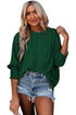 Relaxed Fit V Neck Smocked Wrist Shift Blouse