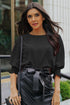 Relaxed Fit V Neck Smocked Wrist Shift Blouse
