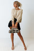 Relaxed Fit V Neck Smocked Wrist Shift Blouse