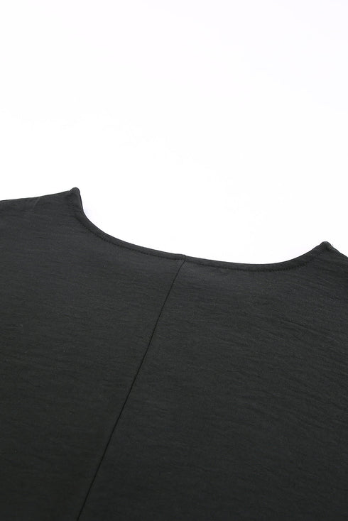 Relaxed Fit V Neck Smocked Wrist Shift Blouse