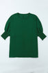 Relaxed Fit V Neck Smocked Wrist Shift Blouse