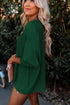 Relaxed Fit V Neck Smocked Wrist Shift Blouse