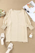 Relaxed Fit V Neck Smocked Wrist Shift Blouse
