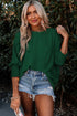 Relaxed Fit V Neck Smocked Wrist Shift Blouse