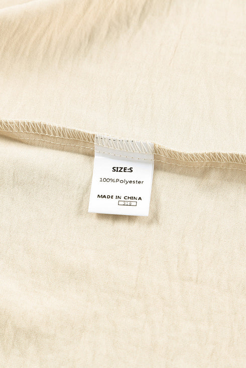 Relaxed Fit V Neck Smocked Wrist Shift Blouse