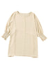 Relaxed Fit V Neck Smocked Wrist Shift Blouse