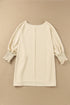 Relaxed Fit V Neck Smocked Wrist Shift Blouse