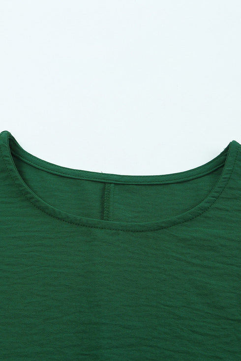 Relaxed Fit V Neck Smocked Wrist Shift Blouse