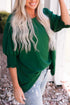 Relaxed Fit V Neck Smocked Wrist Shift Blouse