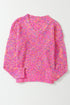 Relaxed Fit V Neck Speckled Knit Pullover Sweater