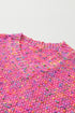 Relaxed Fit V Neck Speckled Knit Pullover Sweater