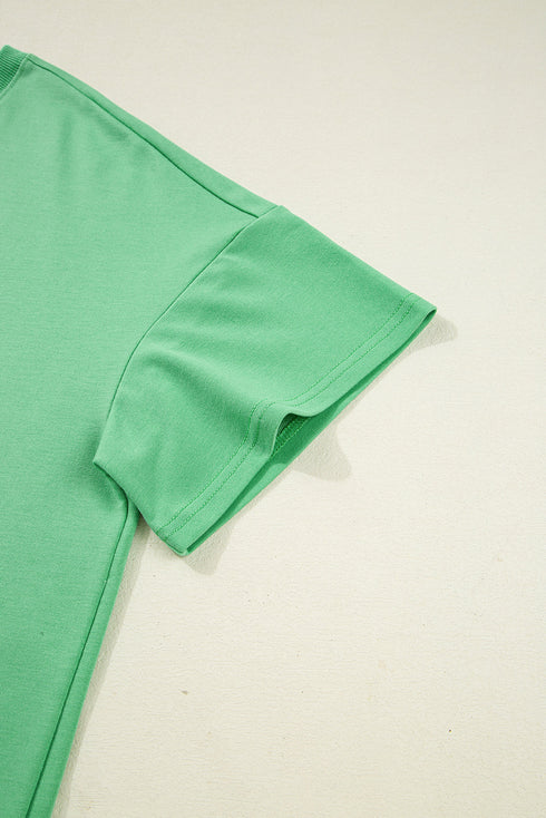 Relaxed Fit V Neck Tee And Drawstring Shorts Two Piece Lounge Set