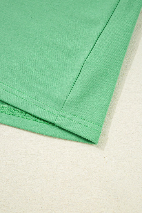 Relaxed Fit V Neck Tee And Drawstring Shorts Two Piece Lounge Set