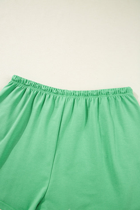 Relaxed Fit V Neck Tee And Drawstring Shorts Two Piece Lounge Set