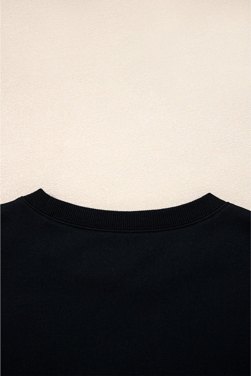 Relaxed Fit Varsity Stripe Crew Neck Pullover Sweatshirt