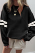Relaxed Fit Varsity Stripe Crew Neck Pullover Sweatshirt