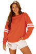 Relaxed Fit Varsity Stripe Crew Neck Pullover Sweatshirt