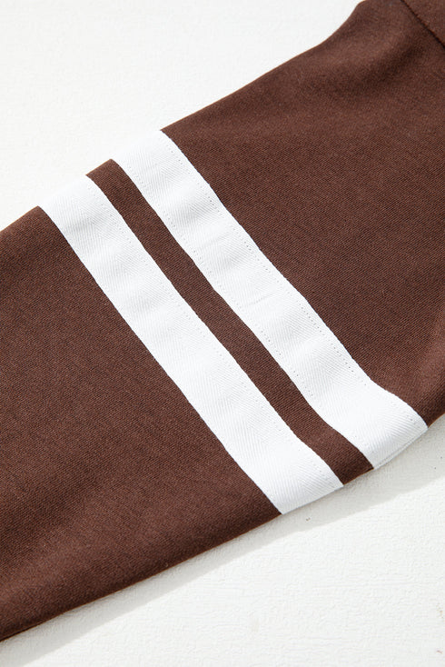 Relaxed Fit Varsity Stripe Crew Neck Pullover Sweatshirt