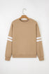 Relaxed Fit Varsity Stripe Crew Neck Pullover Sweatshirt