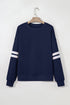 Relaxed Fit Varsity Stripe Crew Neck Pullover Sweatshirt