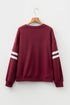 Relaxed Fit Varsity Stripe Crew Neck Pullover Sweatshirt