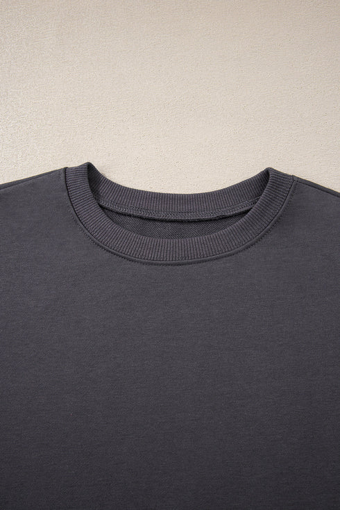 Relaxed Fit Varsity Stripe Crew Neck Pullover Sweatshirt