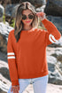 Relaxed Fit Varsity Stripe Crew Neck Pullover Sweatshirt