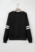 Relaxed Fit Varsity Stripe Crew Neck Pullover Sweatshirt