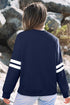 Relaxed Fit Varsity Stripe Crew Neck Pullover Sweatshirt