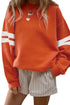 Relaxed Fit Varsity Stripe Crew Neck Pullover Sweatshirt