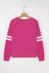Relaxed Fit Varsity Stripe Crew Neck Pullover Sweatshirt