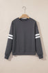 Relaxed Fit Varsity Stripe Crew Neck Pullover Sweatshirt