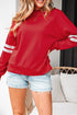 Relaxed Fit Varsity Stripe Crew Neck Pullover Sweatshirt