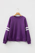 Relaxed Fit Varsity Stripe Crew Neck Pullover Sweatshirt