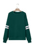 Relaxed Fit Varsity Stripe Crew Neck Pullover Sweatshirt