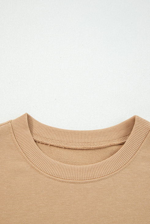 Relaxed Fit Varsity Stripe Crew Neck Pullover Sweatshirt