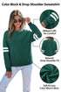 Relaxed Fit Varsity Stripe Crew Neck Pullover Sweatshirt