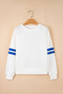 Relaxed Fit Varsity Stripe Crew Neck Pullover Sweatshirt