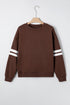 Relaxed Fit Varsity Stripe Crew Neck Pullover Sweatshirt