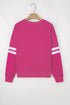 Relaxed Fit Varsity Stripe Crew Neck Pullover Sweatshirt