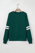 Relaxed Fit Varsity Stripe Crew Neck Pullover Sweatshirt