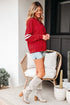 Relaxed Fit Varsity Stripe Crew Neck Pullover Sweatshirt