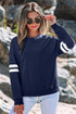 Relaxed Fit Varsity Stripe Crew Neck Pullover Sweatshirt