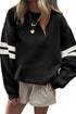 Relaxed Fit Varsity Stripe Crew Neck Pullover Sweatshirt