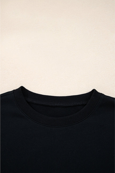 Relaxed Fit Varsity Stripe Crew Neck Pullover Sweatshirt